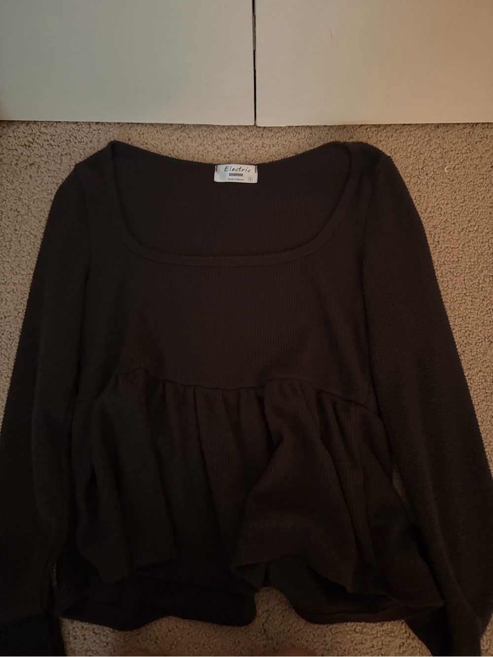 Electric Family Black Scoop Neck Peplum Sweatshirt